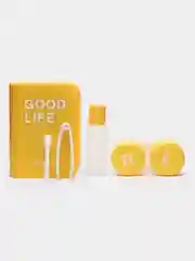 Желтый дорожный набор для контактных линз, пинцет и контейнер "Good life"