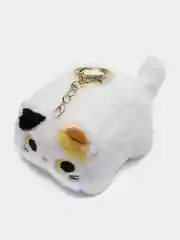 Белый мягкий брелок для рюкзака и ключей "Кот Квадрат - Котокуб"
