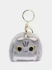 Серый мягкий брелок для рюкзака и ключей "Кот Квадрат - Котокуб"