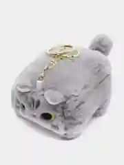 Серый мягкий брелок для рюкзака и ключей "Кот Квадрат - Котокуб"