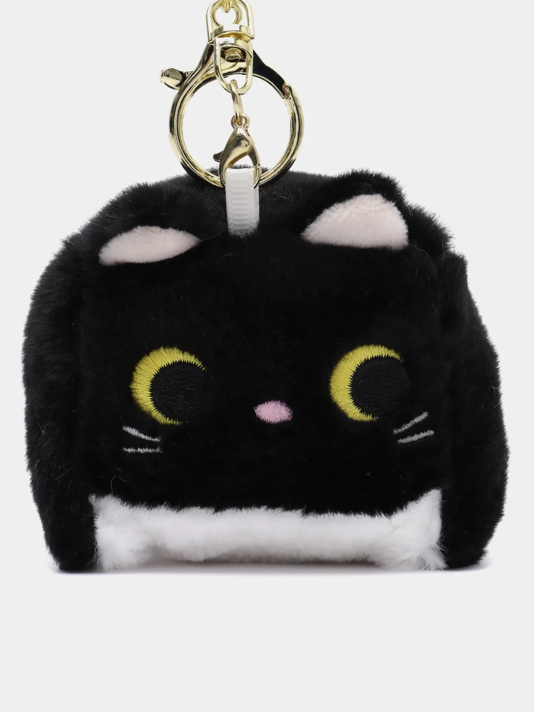 Серый мягкий брелок для рюкзака и ключей "Кот Квадрат - Котокуб"