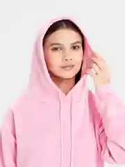 Розовый худи женское, утеплённое