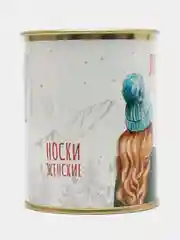 Бирюзовый носки женские, новогодние, в банке