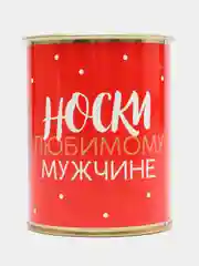 Красный новогодние мужские носки в банке
