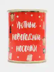 Коралловый носки женские, новогодние, в банке