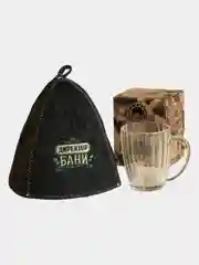 Подарочный набор для мужчин (кружка СССР для пива+шапка для бани)