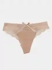 Бежевый женские кружевные трусы стринги