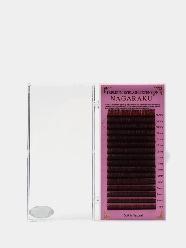 Ресницы для наращивания 0.12 NAGARAKU, коричневые, mix 7-15 мм