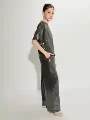 Серебряный брюки для девочки ACOOLA нарядные, свободные, с блестками