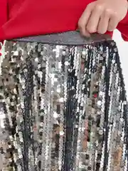 Серебряный юбка для девочки ACOOLA нарядная из сетки с переворачивающимися пайетками