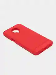 Красный чехол Xiaomi Redmi Note 9S / Note 9 Pro имитация под карбон и металл