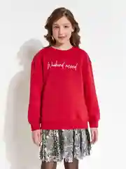 Красный свитшот для девочки ACOOLA новогодний, из футера с начёсом