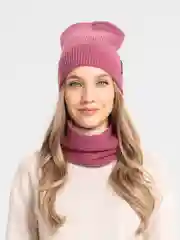Марсала женская шапка и снуд, вязаная, зимняя, с подкладкой, на флисе