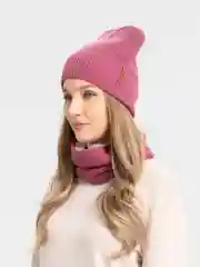 Марсала женская шапка и снуд, вязаная, зимняя, с подкладкой, на флисе