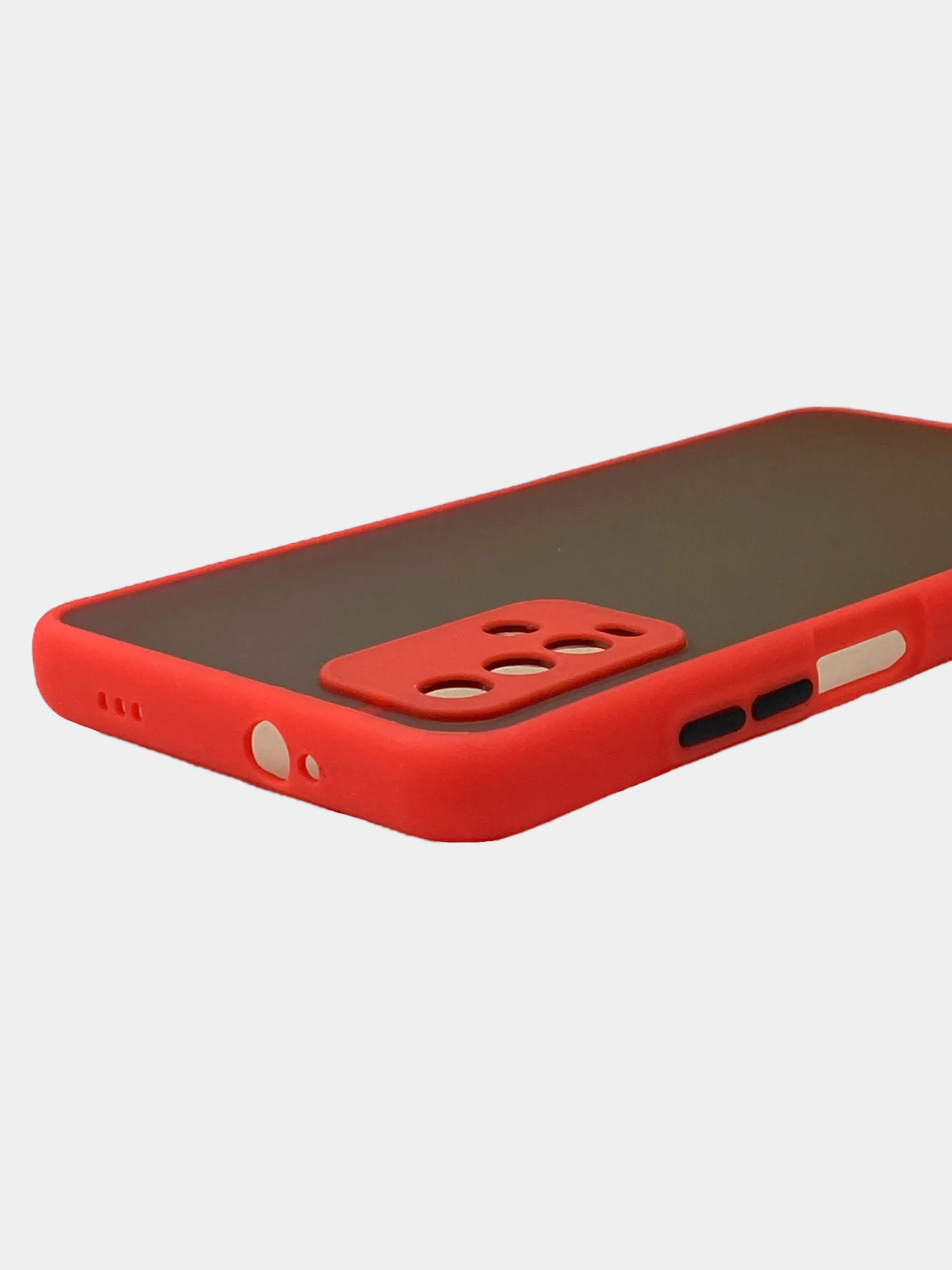 Красный чехол матовый Xiaomi Redmi 9T, Редми 9Т пластиковый полупрозрачный с цветными кнопками