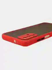 Красный чехол матовый Xiaomi Redmi 9T, Редми 9Т пластиковый  полупрозрачный с цветными кнопками