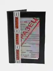 Черный обложка для автодокументов из натуральной кожи