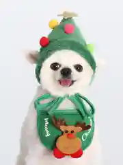 Новогодний костюм для кошек и собак, шапка и слюнявчик