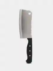 Черный нож-топорик с рыбочисткой, кухонный