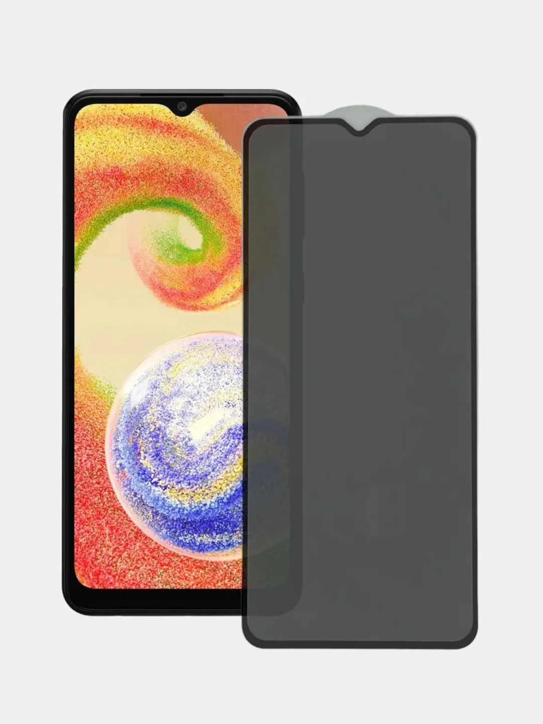 Черный защитное стекло антишпион Samsung Galaxy A12, A03, A03 Core, A03s, A02, A02s, A04, A04S