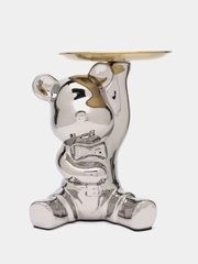 Статуэтка медведь Bearbrick, копилка керамическая с подносом
