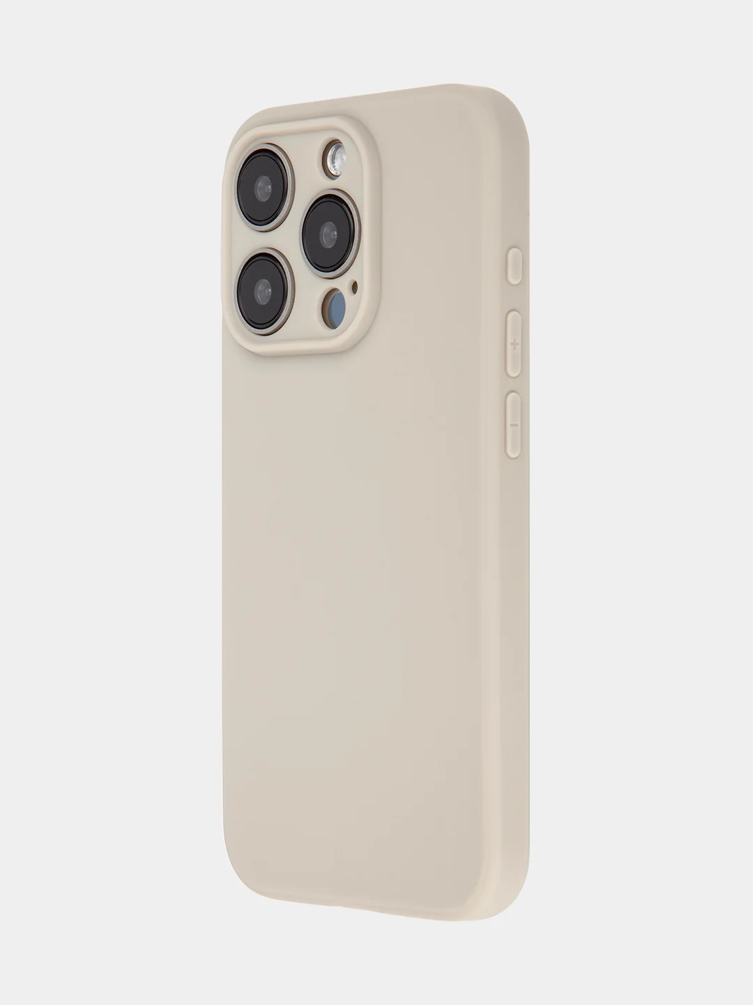 Бежевый меланж чехол и стекло для Apple iPhone 15 Pro силиконовый ROSCO матовый тонкий с защитой камер