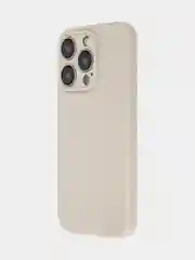 Бежевый меланж чехол и стекло для Apple iPhone 15 Pro силиконовый ROSCO матовый тонкий с защитой камер