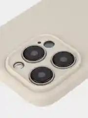 Бежевый меланж чехол и стекло для Apple iPhone 15 Pro силиконовый ROSCO матовый тонкий с защитой камер