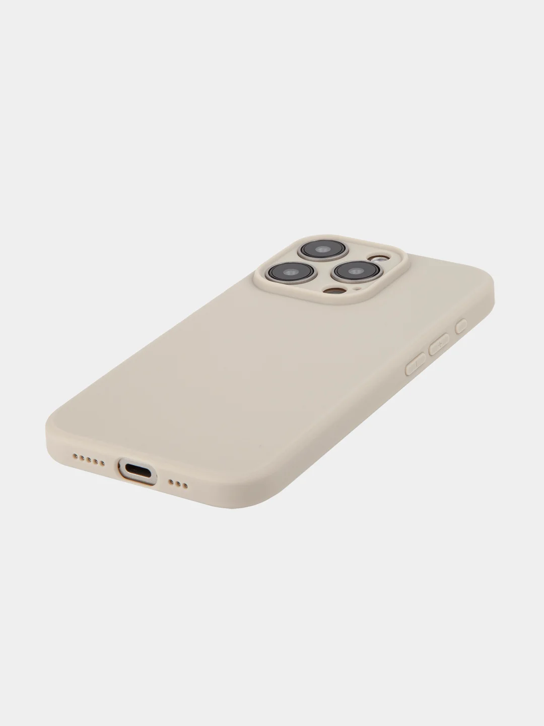 Бежевый меланж чехол и стекло для Apple iPhone 15 Pro силиконовый ROSCO матовый тонкий с защитой камер