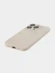 Бежевый меланж чехол и стекло для Apple iPhone 15 Pro силиконовый ROSCO матовый тонкий с защитой камер