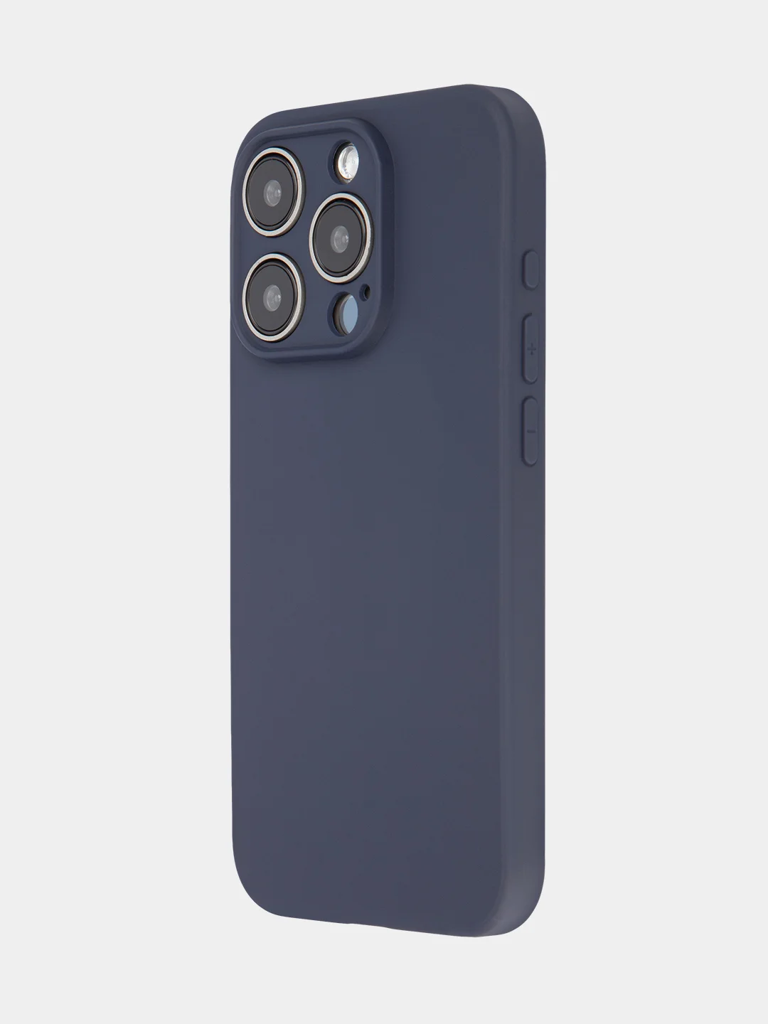 Темно-синий чехол и стекло для Apple iPhone 15 Pro силиконовый ROSCO матовый тонкий с защитой камер