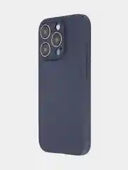 Темно-синий чехол и стекло для Apple iPhone 15 Pro силиконовый ROSCO матовый тонкий с защитой камер