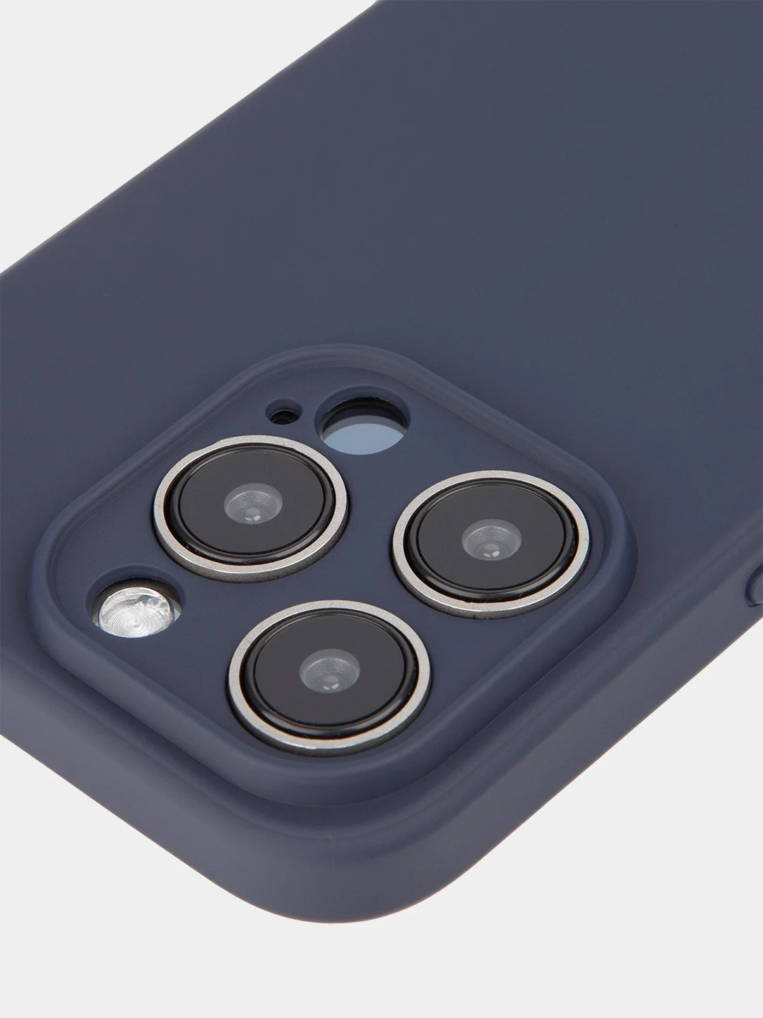 Темно-синий чехол и стекло для Apple iPhone 15 Pro силиконовый ROSCO матовый тонкий с защитой камер