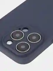 Темно-синий чехол и стекло для Apple iPhone 15 Pro силиконовый ROSCO матовый тонкий с защитой камер