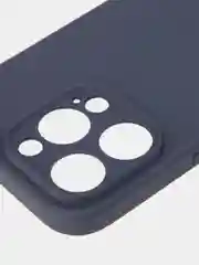 Темно-синий чехол и стекло для Apple iPhone 15 Pro силиконовый ROSCO матовый тонкий с защитой камер