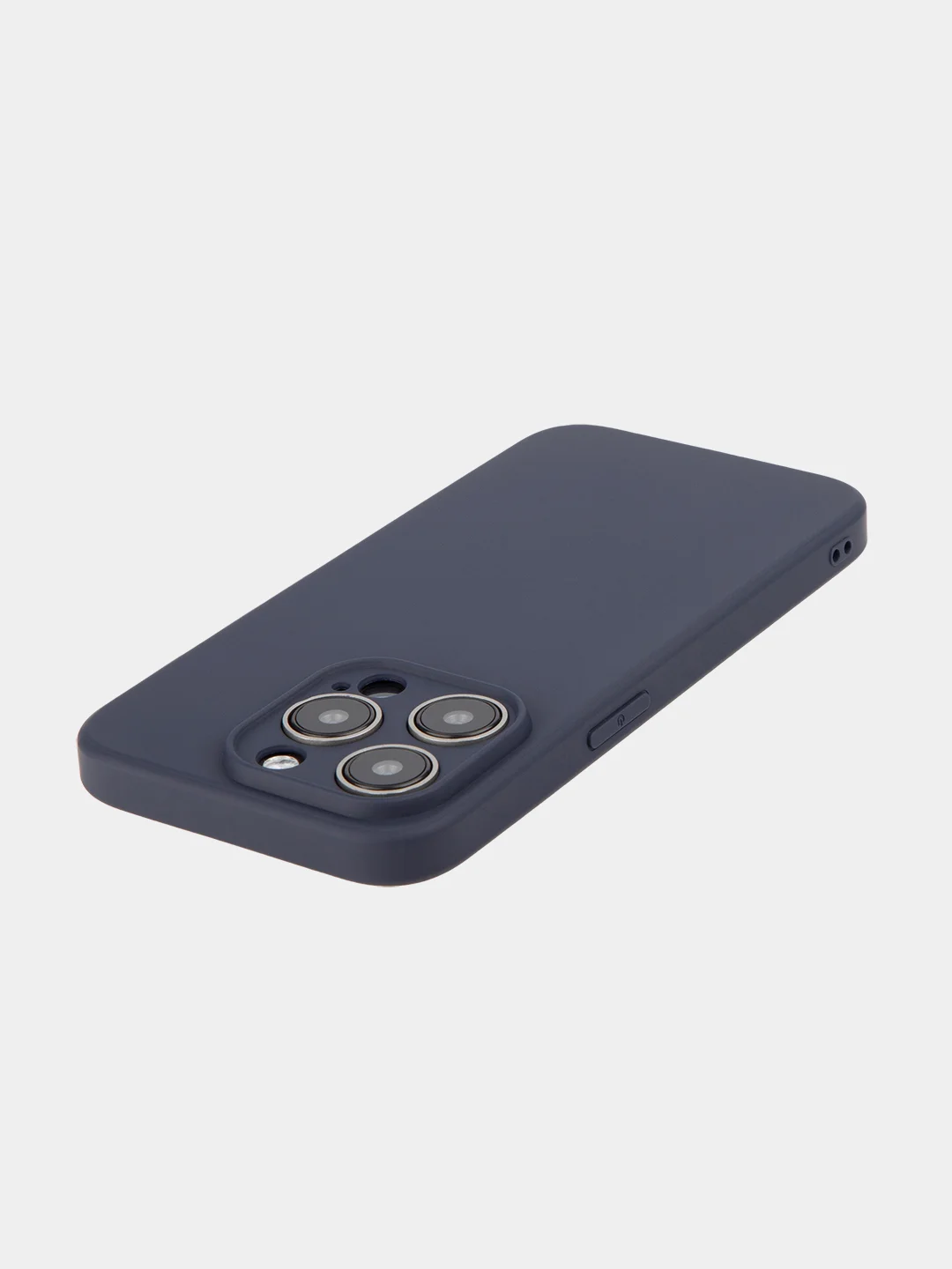 Темно-синий чехол и стекло для Apple iPhone 15 Pro силиконовый ROSCO матовый тонкий с защитой камер