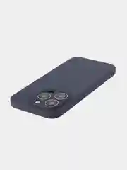 Темно-синий чехол и стекло для Apple iPhone 15 Pro силиконовый ROSCO матовый тонкий с защитой камер