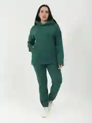 Тёмно-зелёный костюм двойка утепленный, женский спортивный костюм с начесом, большие размеры