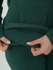 Тёмно-зелёный костюм двойка утепленный, женский спортивный костюм с начесом, большие размеры
