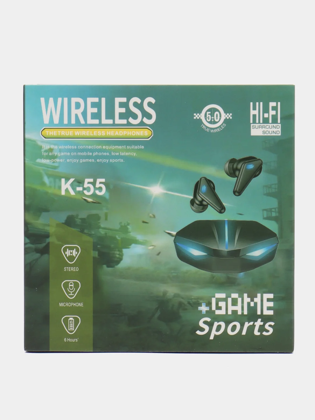 Зеленый наушники игровые K55, беспроводные
