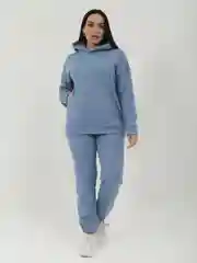 Небесно-голубой костюм двойка утепленный, женский спортивный костюм с начесом, большие размеры