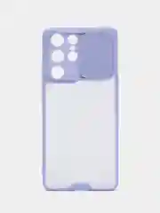 Сиреневый чехол для Samsung S21 Ultra, с задвижным окном для защиты камеры