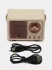 Бежевый колонка портативная с блютуз, Fm, USB, Bluetooth