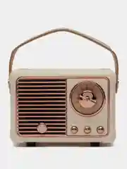 Бежевый колонка портативная с блютуз, Fm, USB, Bluetooth