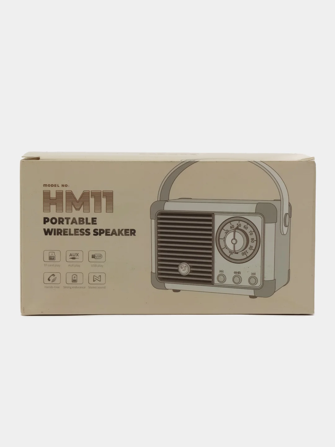 Бежевый колонка портативная с блютуз, Fm, USB, Bluetooth