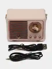 Розовый колонка портативная с блютуз, Fm, USB, Bluetooth