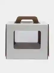 Белый коробка для торта, 4 окна с ручками, 21 х 21 х 17