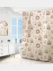 Светло-бежевый штора-занавес для ванной комнаты с кольцами, 180 х 180 см