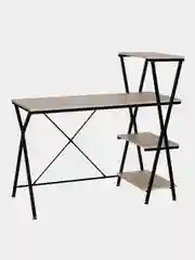 Стол на металлокаркасе BRABIX "LOFT CD-004", 1200*535*1110 мм, 3 полки, дуб натуральный