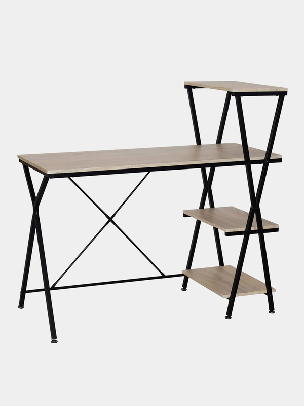 Стол на металлокаркасе BRABIX "LOFT CD-004", 1200*535*1110 мм, 3 полки, дуб натуральный